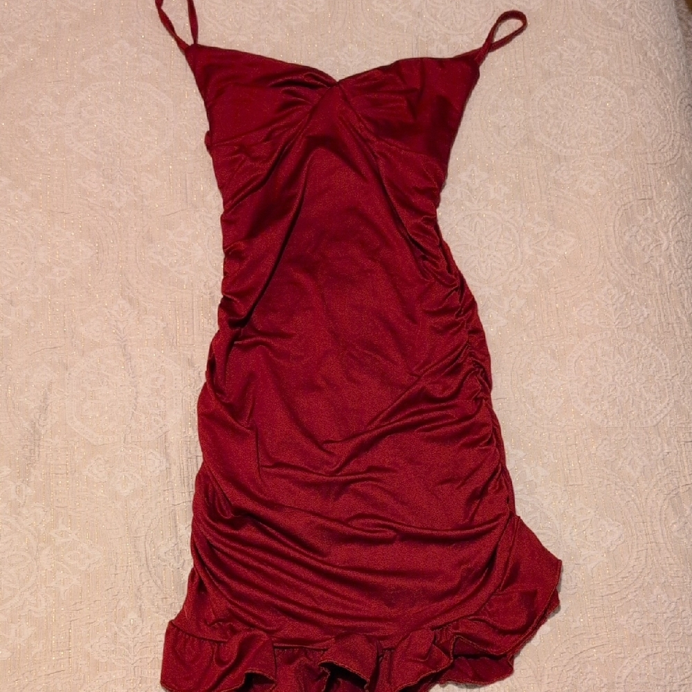 Elegant Red Ruched Dress
